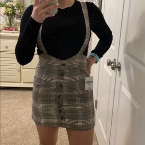 Forever 21 overall plaid mini dress